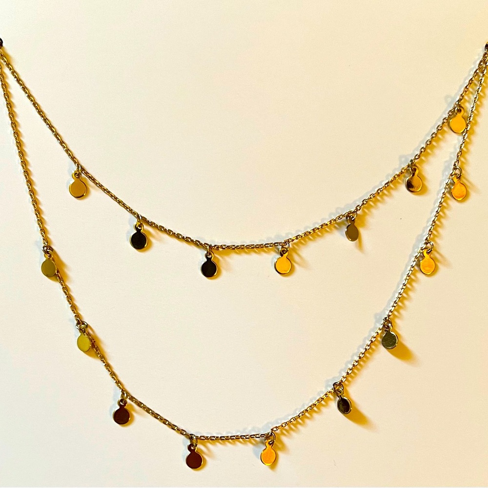 Two tier choker length gold necklace